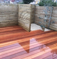 Hardwood decking and horizontal slatted fencing East London Hardwood decking and horizontal slatted fencing East London