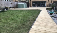 Softwood decking with curve and decking pathway East London 2 Softwood decking with curve and decking pathway East London 2